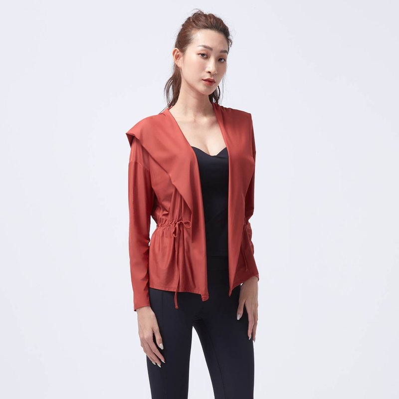 【新年开运色】ULTRACOOL- 凉感抽绳防晒连帽外套-巴萨诺瓦红 - 女装休闲/机能外套 - 尼龙 红色