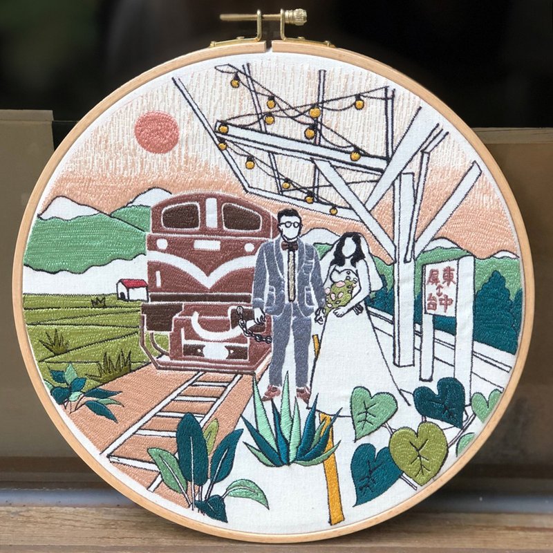 远距离恋爱终成眷属-定制化25X25cm - 订制画像 - 棉．麻 白色