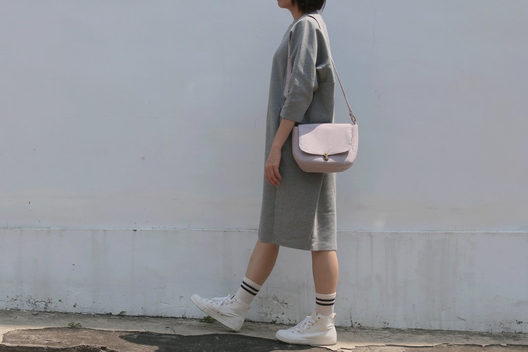 Chez。城市系列 复古小肩－桔梗灰 - 侧背包/斜挎包 - 聚酯纤维 