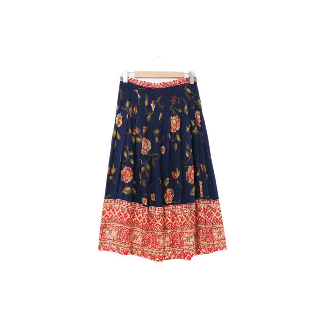 Back to Green-复古长裙 古典 玫瑰裙 M-32//vintage skirt - 裙子 - 棉 