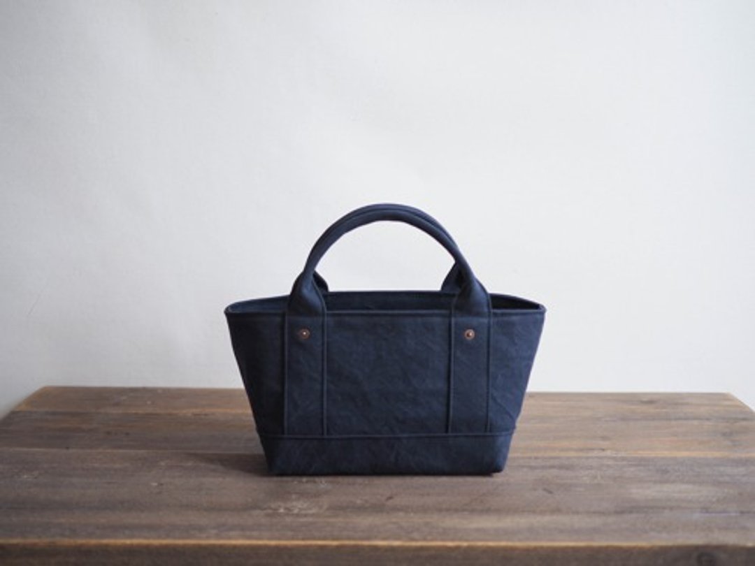 Made-to-order [ARMY DUCK] With lid Shikaku Tote S Navy - 手提包/手提袋 - 棉 
