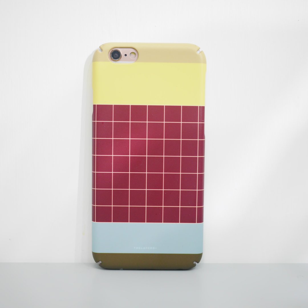 定制化 | 几何方块简约酒红色格子拚色 Phone case 刻字手机壳 - 手机壳/手机套 - 塑料 红色
