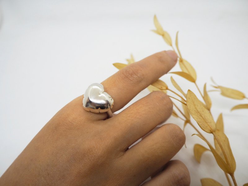 The Metal Life。NO.06-2 爱心气球 开放式戒指/925银 - 戒指 - 纯银 银色