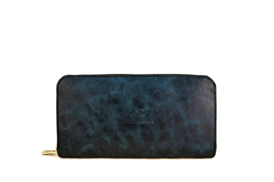 Indigo Blue Antique Zip Around Wallet - 皮夹/钱包 - 真皮 蓝色