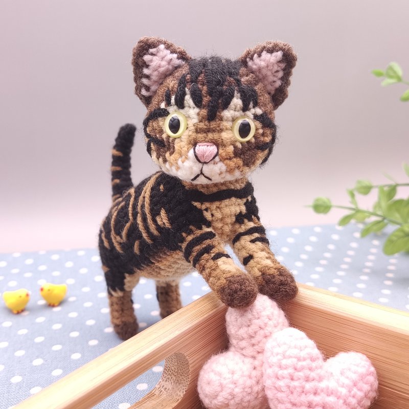 【现货】 虎斑猫 米克斯美短 纯手工 钩针编织娃娃 - 玩偶/公仔 - 其他人造纤维 咖啡色
