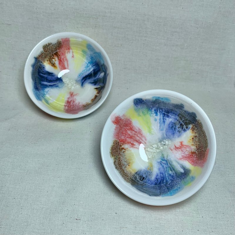 冰晶油画山水对杯 80ml 邱毓宁 莺歌烧 F2-02 - 茶具/茶杯 - 瓷 多色