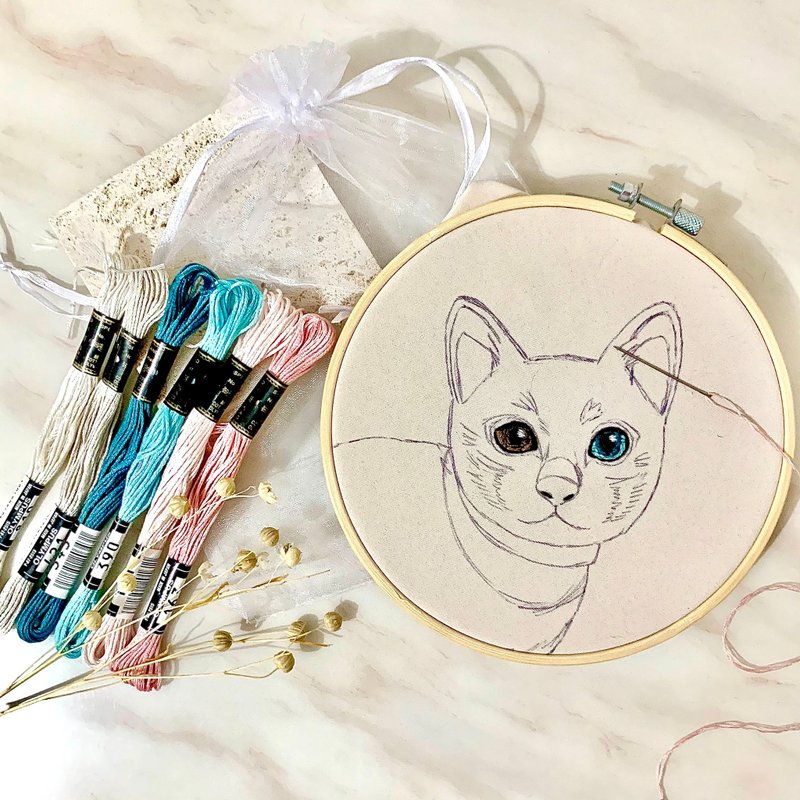 【SUNO 定制 × DIY刺绣材料包】纪念 宠物 人像 礼物 - 编织/刺绣/羊毛毡/裁缝 - 绣线 多色