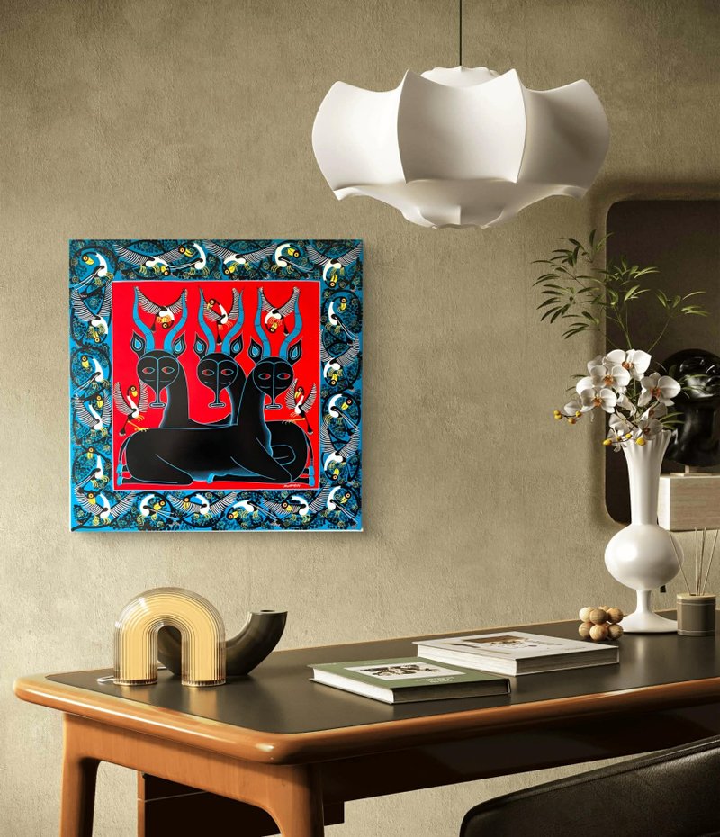 【U760 长角三贤】非洲画家手绘原作-无框画 - 海报/装饰画/版画 - 其他材质 