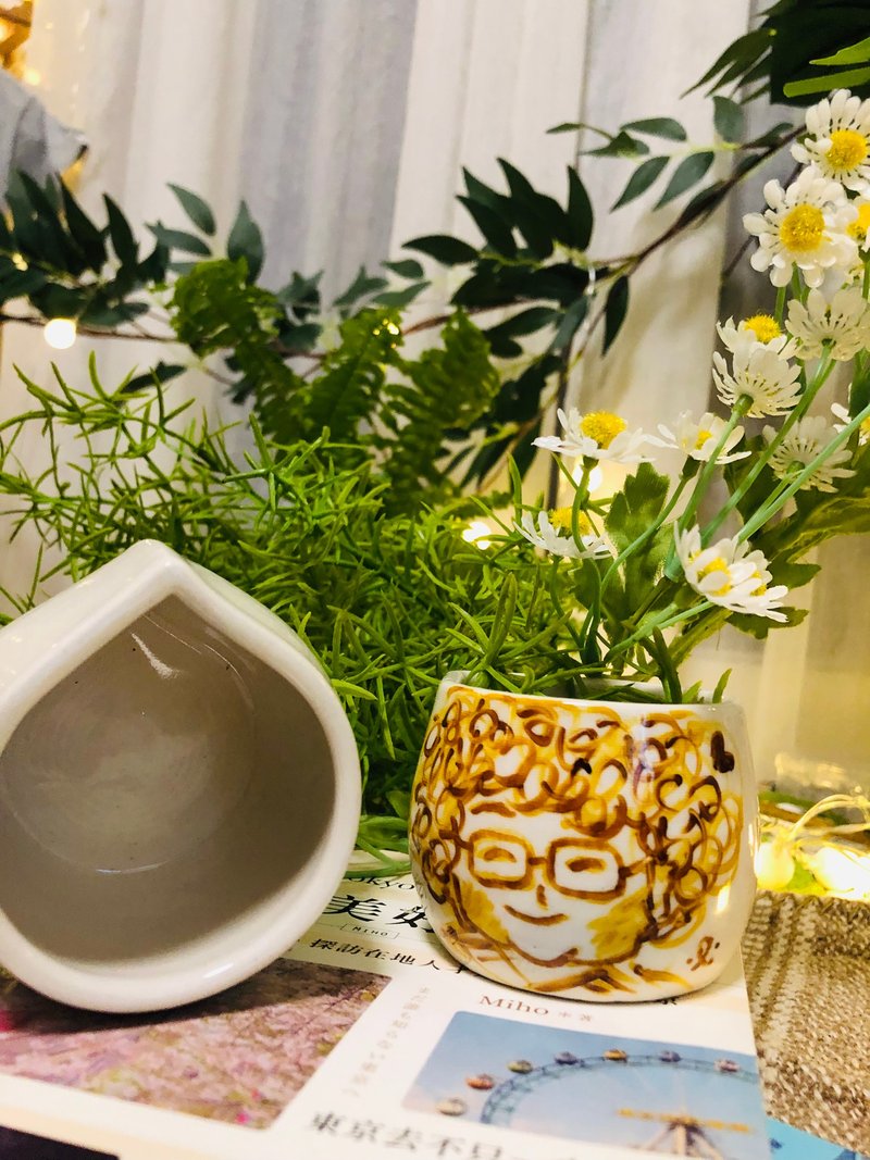 定制礼物似颜绘插画-陶作植物盆栽-水滴杯陶器 - 植栽/盆栽 - 其他材质 