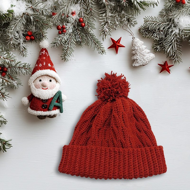 小红帽 手作编织帽 创意毛帽 交换礼物 圣诞礼物 创意帽 冬季穿搭 - 帽子 - 棉．麻 红色
