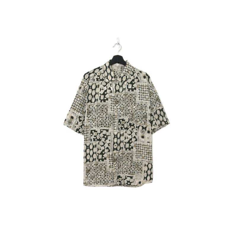 Back to Green- 袖花衬衫 丝滑质感 深绿图腾 sf-01vintage shirt - 男装衬衫 - 聚酯纤维 