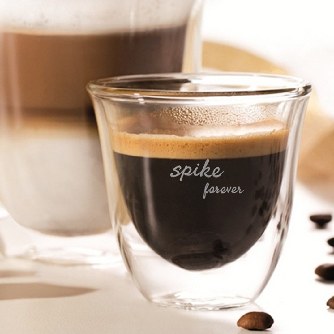 60cc【Espresso杯刻字】意大利Delonghi迪朗奇暖在心双层玻璃杯 - 咖啡杯/马克杯 - 玻璃 咖啡色