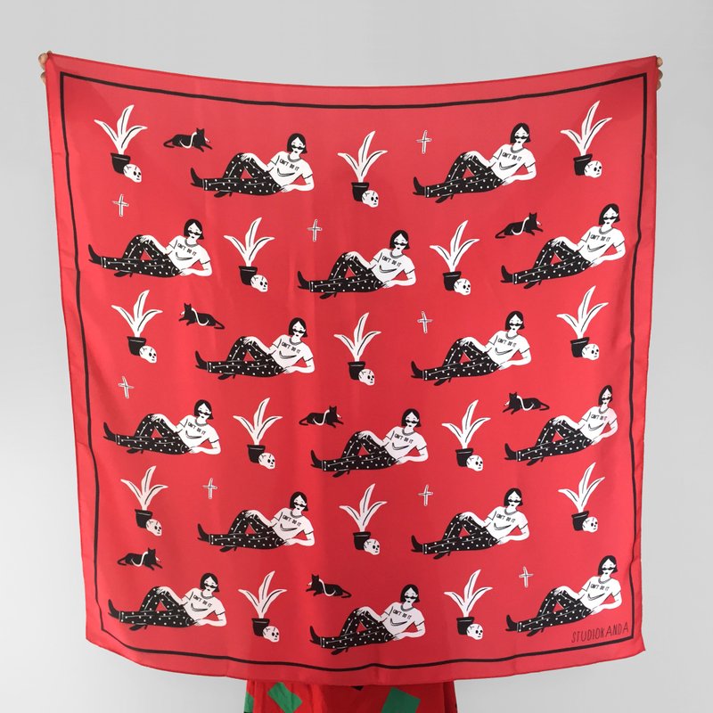 CANT DO IT SCARF  ROSSO - 丝巾 - 丝．绢 红色