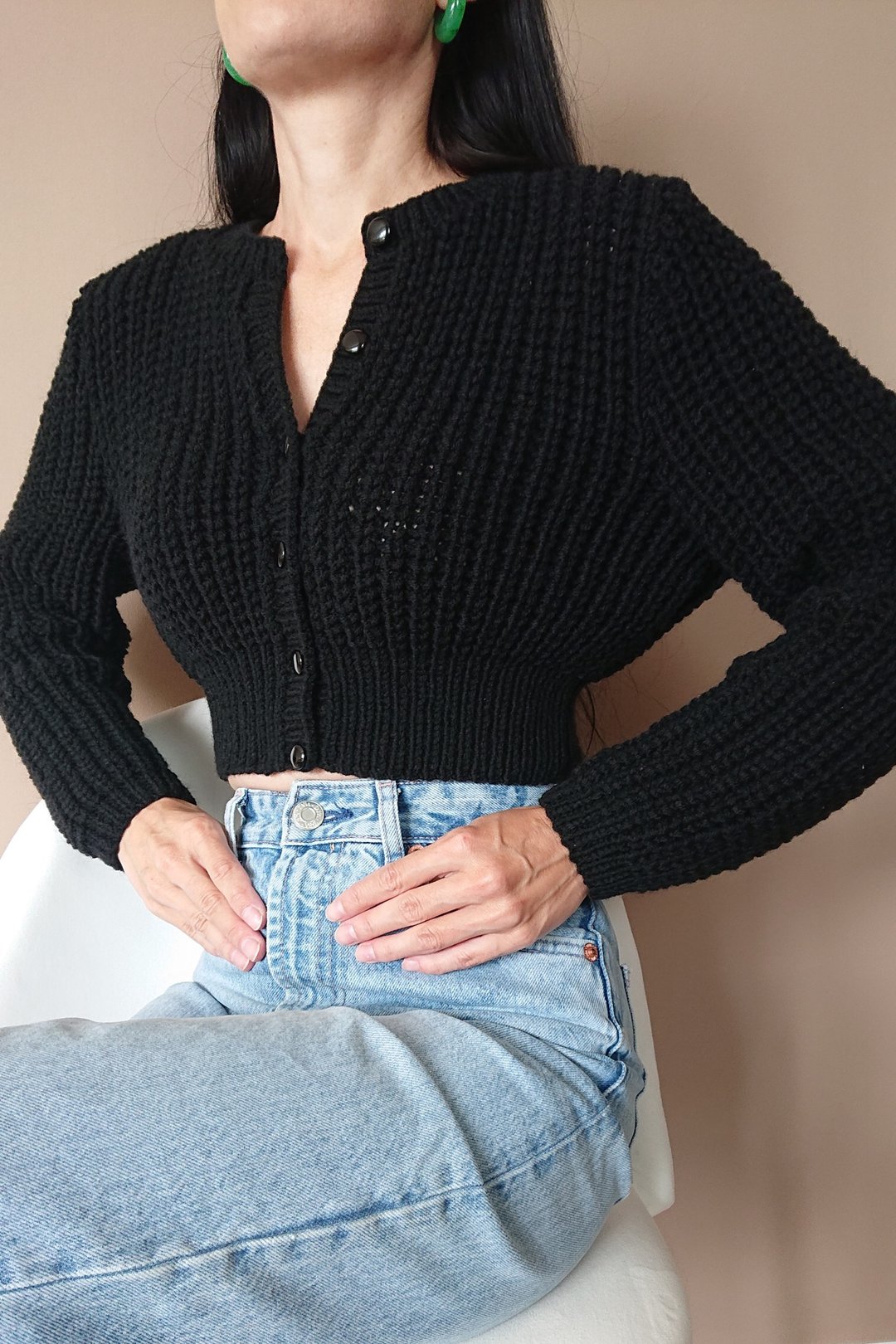 Cropped cardigan Hand knit cardigan Sweater jacket for women - 女装针织衫/毛衣 - 羊毛 
