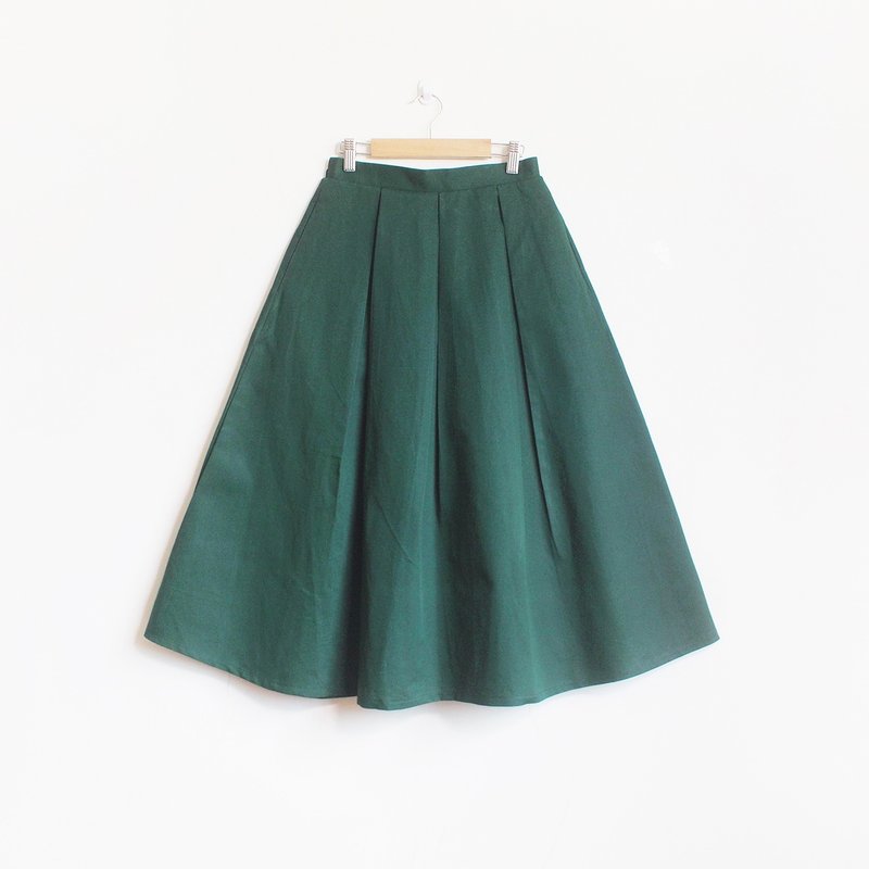 cotton flare skirt : green - 裙子 - 棉．麻 绿色