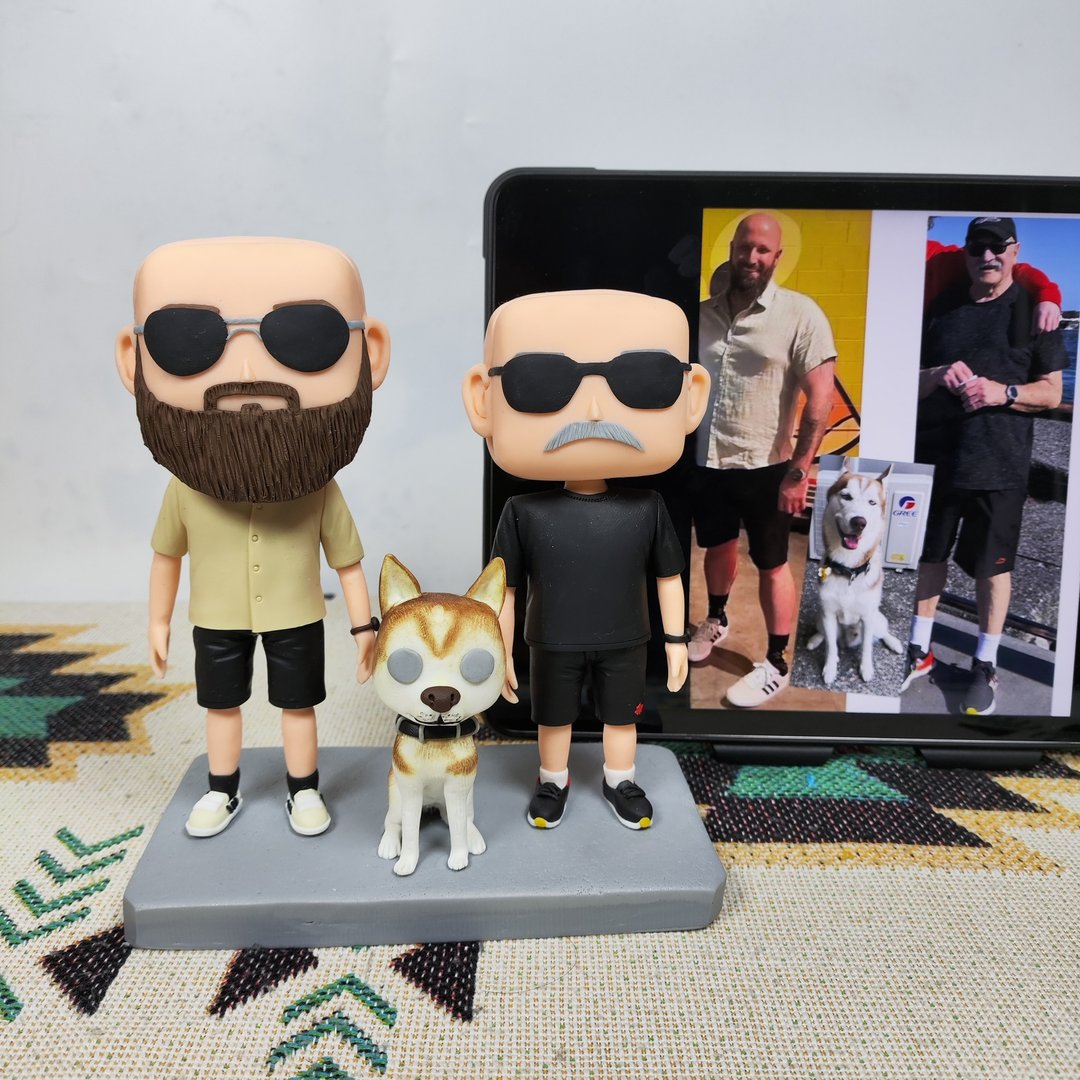 纯手工定制美国Funko Pop 自画肖像公仔娃娃男朋友老公生日礼物 - 玩偶/公仔 - 粘土 多色
