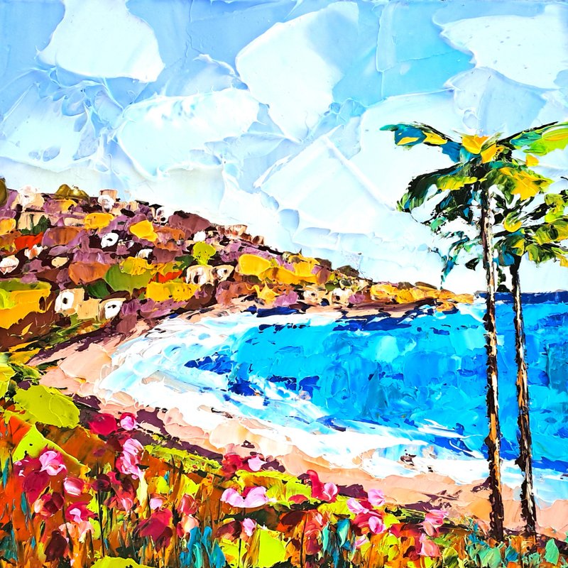 La Jolla Cove Painting Beach Original Art San Diego Impasto Oil Painting - 海报/装饰画/版画 - 其他材质 多色