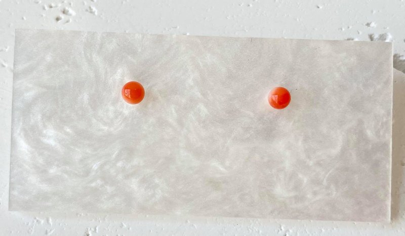 日本18K金红珊瑚耳环925纯银耳环戒指裸石宝石轻珠宝半宝石 - 耳环/耳夹 - 宝石 红色