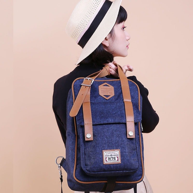 2017 双生系列-宇宙漫游包(M)-深牛仔 - 后背包/双肩包 - 防水材质 蓝色