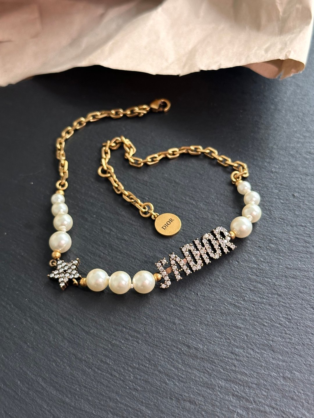 中古品 Dior 迪奥 闪钻J'ADIOR Choker颈链 - 颈链 - 其他金属 金色