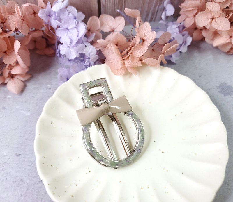 法式碎花烤漆蝴蝶结篓空发夹 - 发饰 - 树脂 