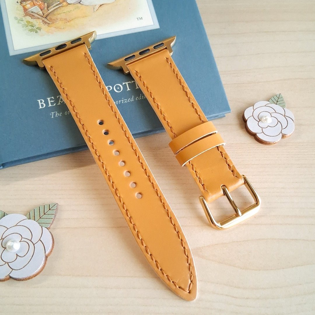 【腕间美学 - Apple Watch 表带】英国植鞣革 / 伦敦黄色 - 表带 - 真皮 