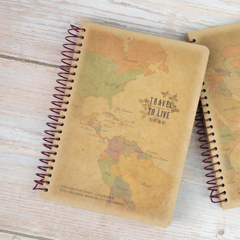 Chuyu A6/50K牛皮线圈笔记/侧翻笔记/加厚再生纸记事本(方格) - 文件夹/资料夹 - 纸 卡其色