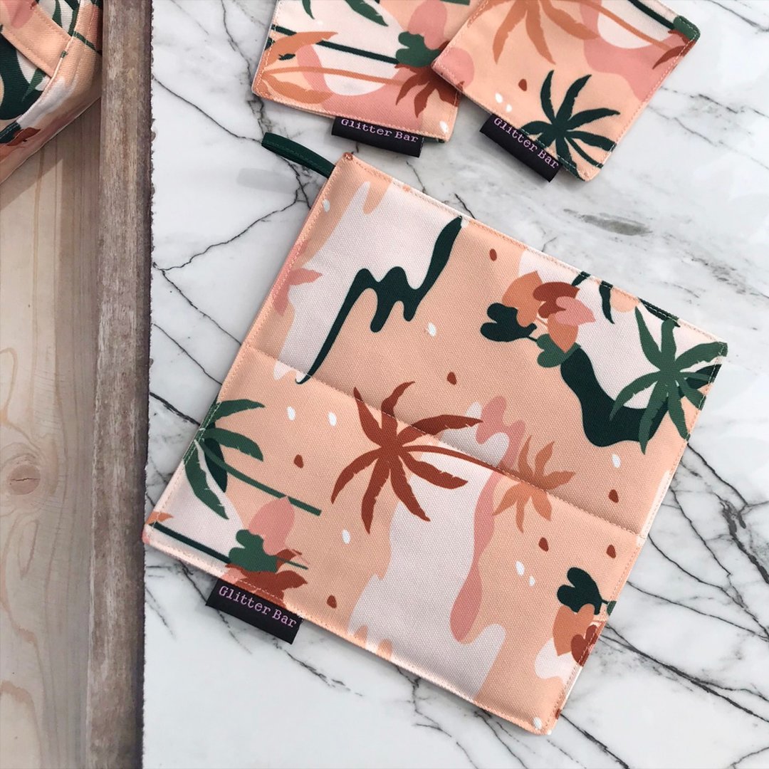Tropical Deep Pot Holder - 餐垫/桌巾 - 棉 橘色