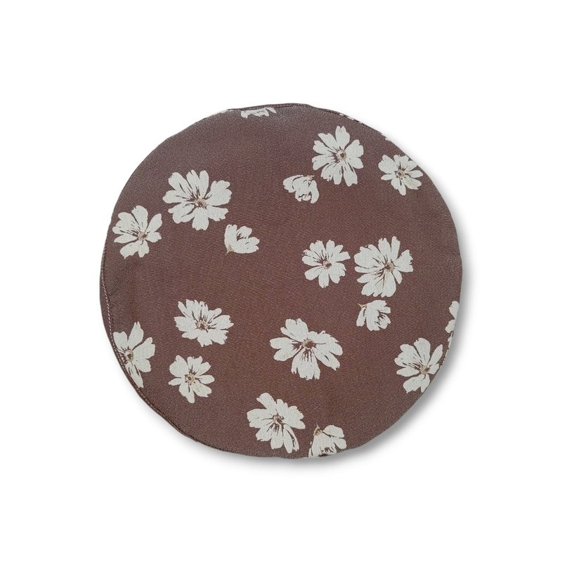 贝雷帽 圆盘帽 碎花 日系 复古 咖 小牛村 #033 - 帽子 - 棉．麻 咖啡色