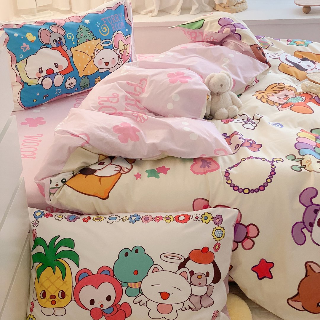 毛绒房间系列可爱纯棉寝具四件套 - 寝具 - 棉 