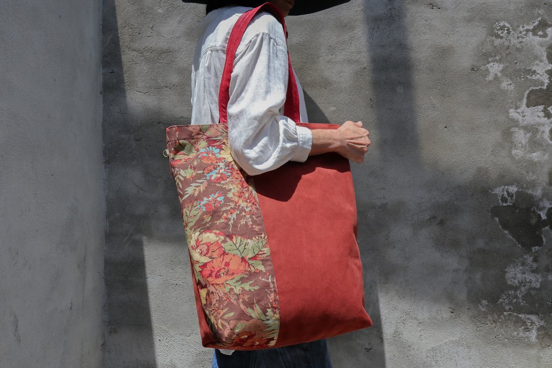 Big passion 大块包 /百花橘/多功能可侧背.后背包 - 侧背包/斜挎包 - 棉 红色