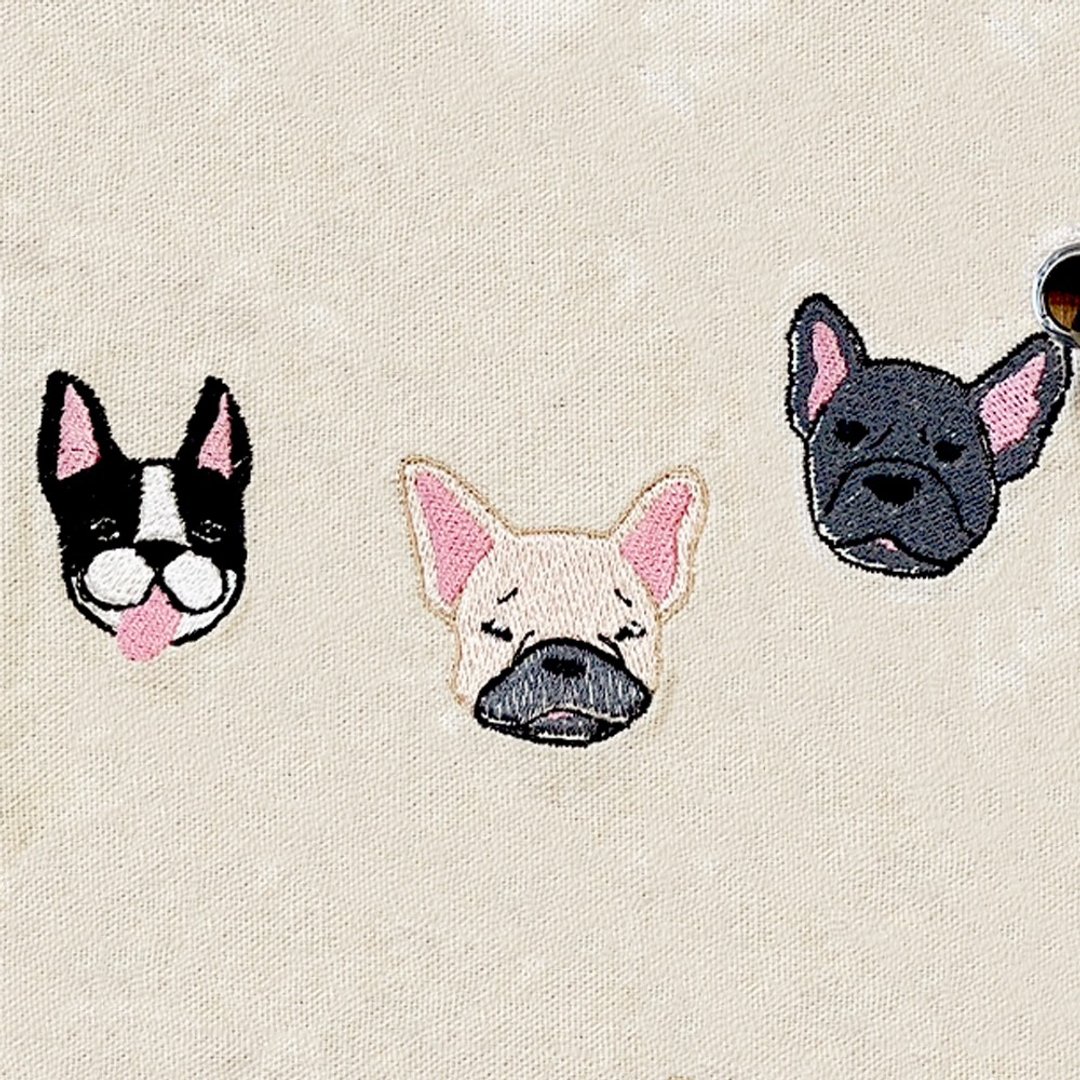 【加购刺绣】法国斗牛犬 | 公版电绣图案 - 手提包/手提袋 - 绣线 卡其色