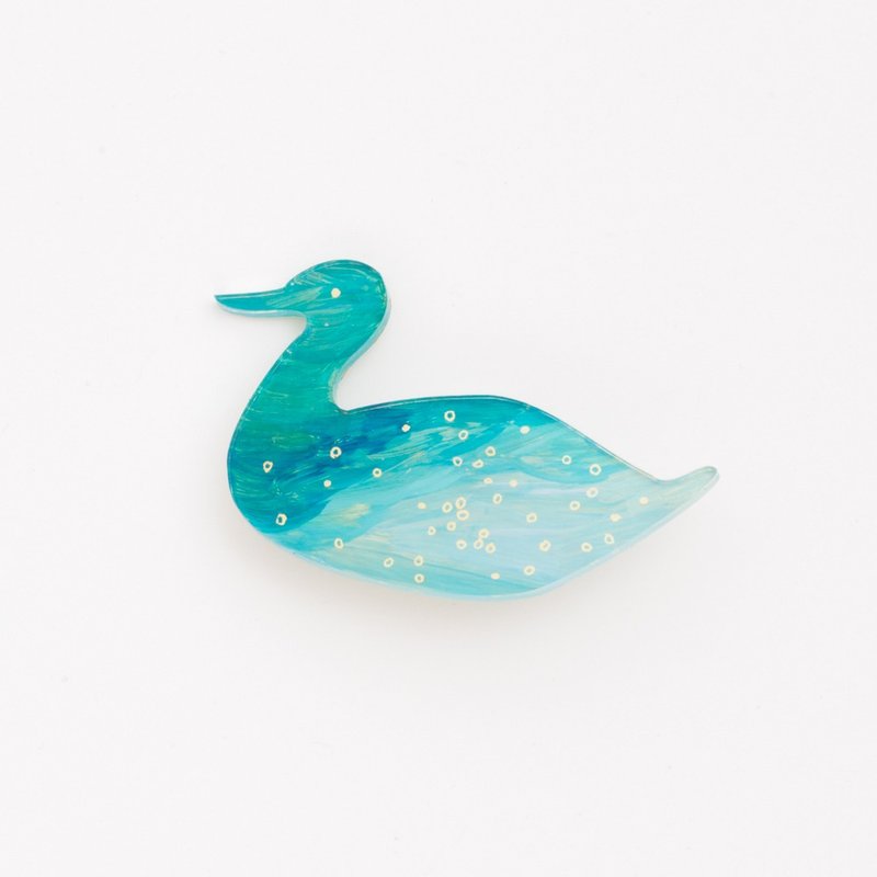 絵のブローチ【鳥】 - 胸针 - 压克力 蓝色
