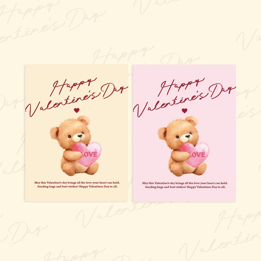 【情人节 万用卡片】Valentine's Day 熊熊小卡 - 卡片/明信片 - 纸 多色