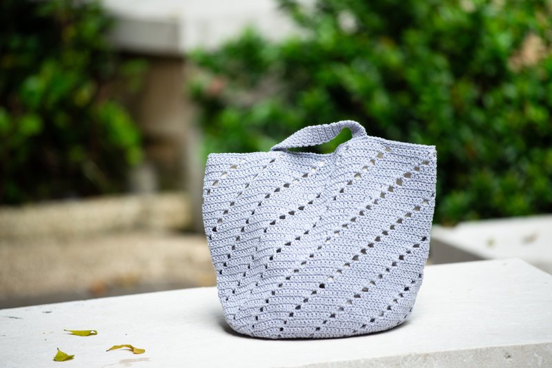 斜纹托特编织包 (天空蓝) - 侧背包/斜挎包 - 棉．麻 蓝色