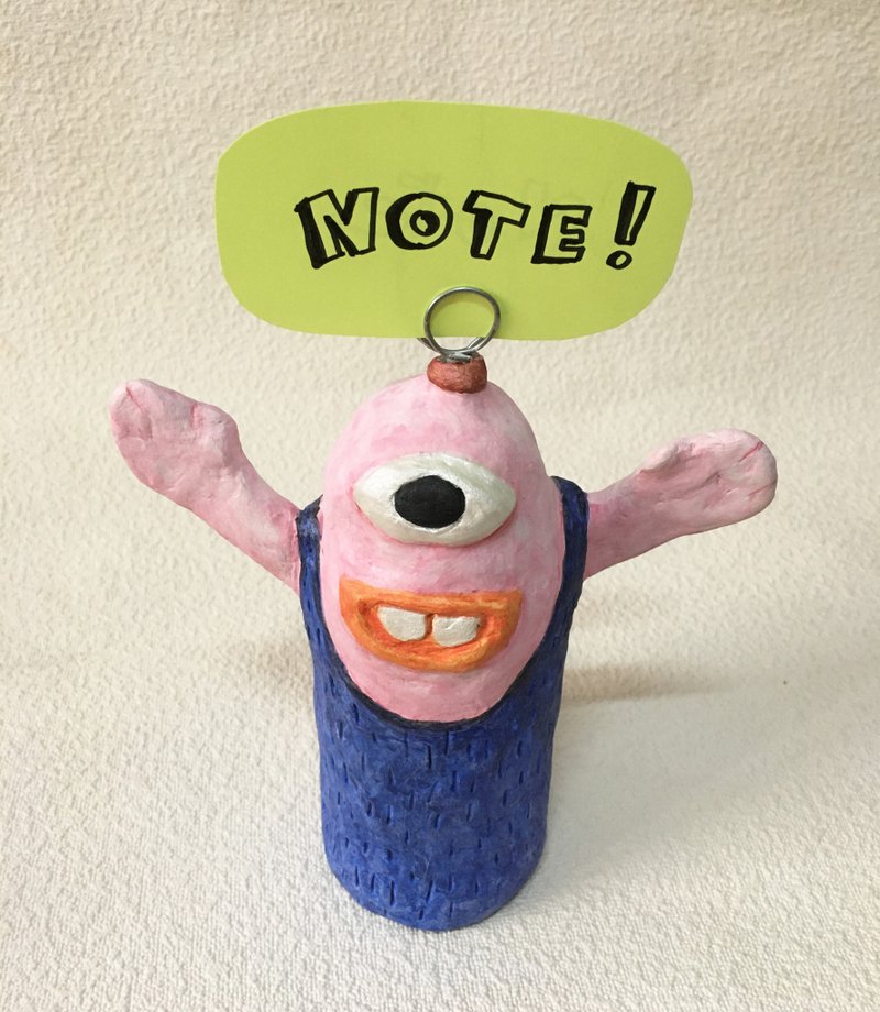 A photo & note clipping handcraft doll / Mr. One eye monster no.2 - 摆饰 - 环保材料 蓝色