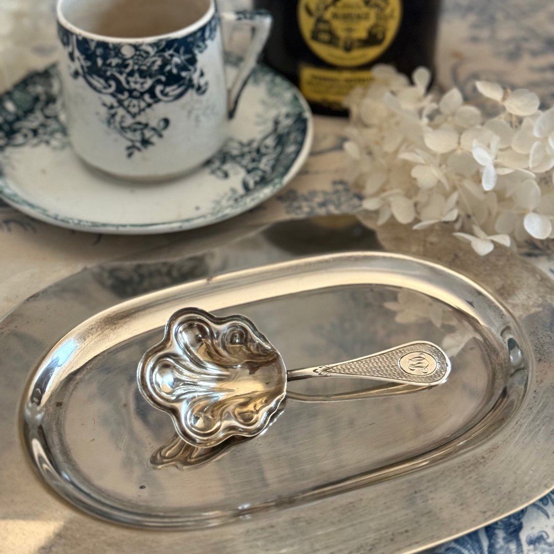 客订 40543-迷人法国古董纯银茶叶勺 - 茶具/茶杯 - 纯银 