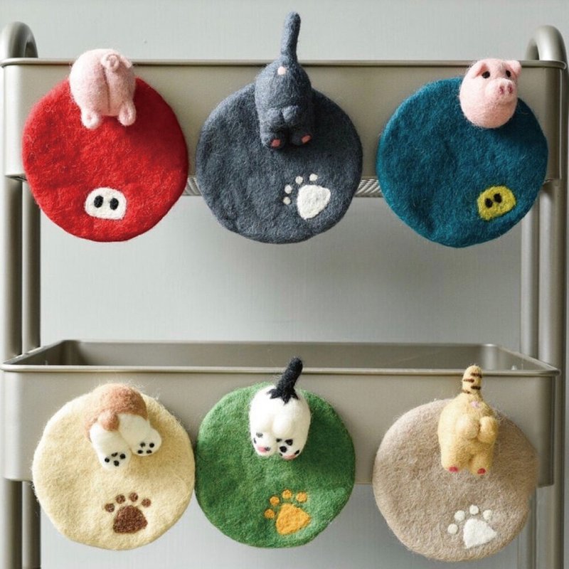 磁铁杯垫系列 | 尼泊尔手工羊毛毡磁铁杯垫 - 摆饰 - 羊毛 多色