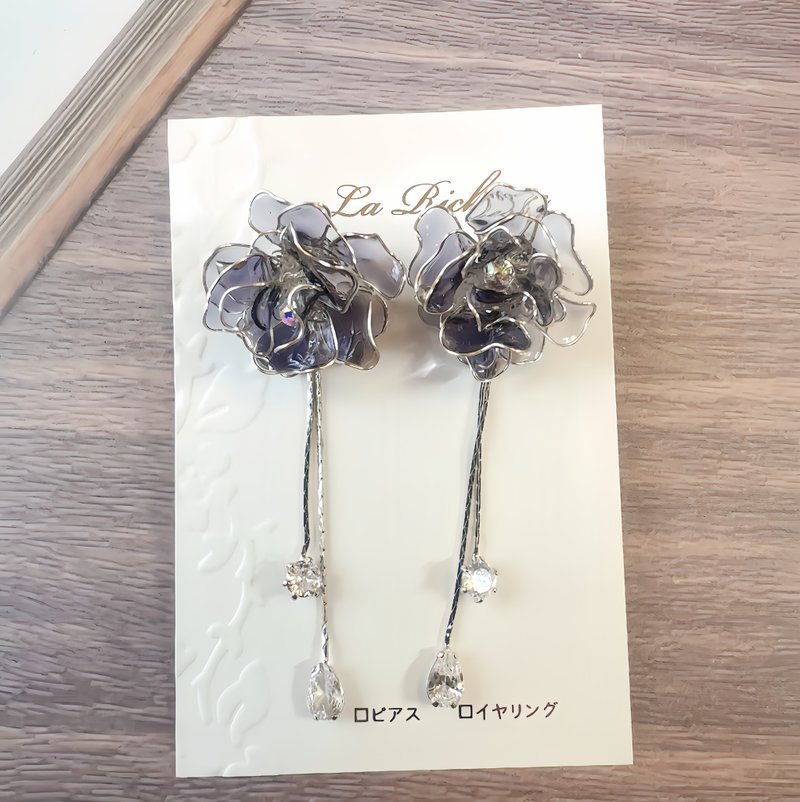 黑色耳环 透明耳环 - 耳环/耳夹 - 其他材质 黑色