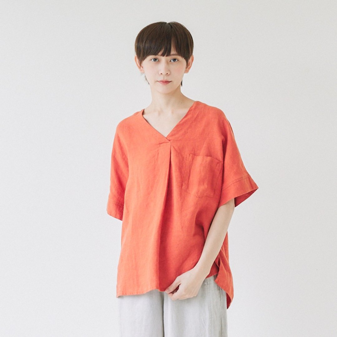 【Simply Yours】简约亚麻上衣 橘F - 女装上衣 - 棉 橘色