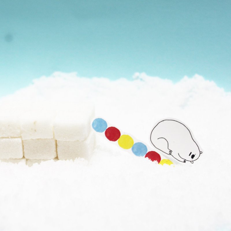 北极熊白怪兽单张贴纸/棉棉怪与彩色球 - 贴纸 - 纸 多色