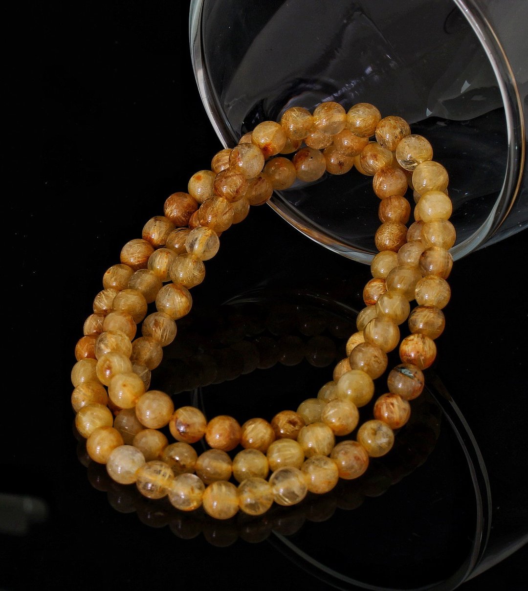 入门级金发晶三圈 5.2mm 手链 ( Rutilated Quartz Bracelet ) - 手链/手环 - 水晶 