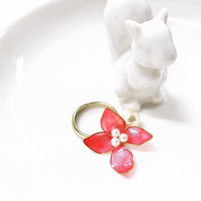 可爱紫阳小花棉珠戒指 指环 - 戒指 - 其他材质 