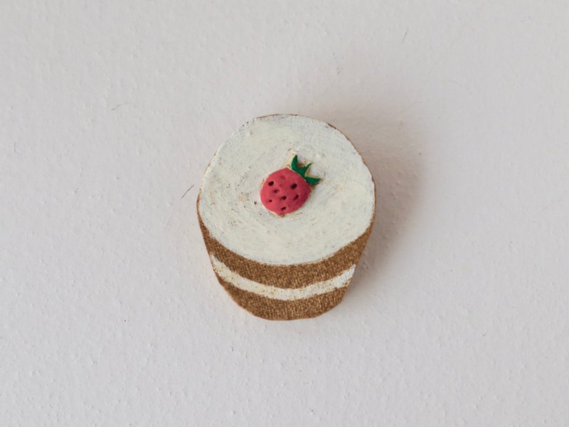 cup cake broach - 胸针 - 陶 红色
