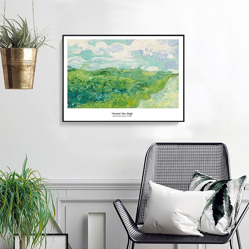 梵谷·奥维的绿色麦田-横式_挂画_名画系列_台湾制 快速出货 - 海报/装饰画/版画 - 棉．麻 绿色