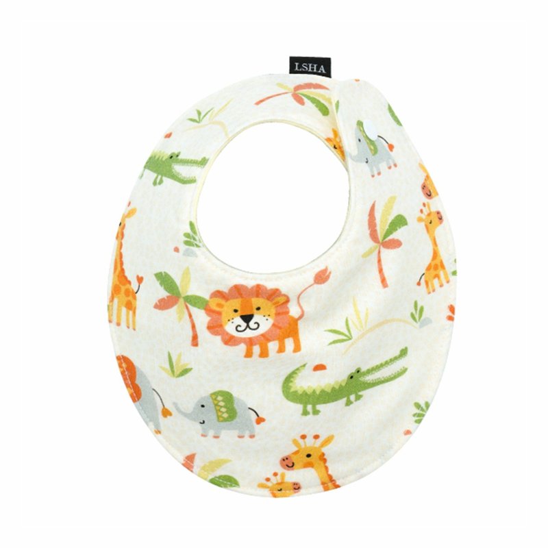 LSHA-八重纱宝宝围兜(微笑动物) - 围嘴/口水巾 - 棉．麻 白色