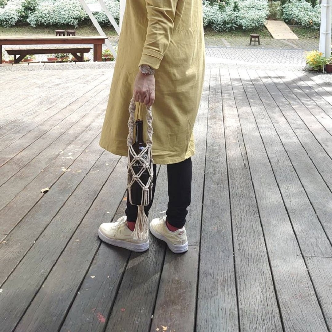 酒袋编织材料包【Diy Macrame Wine Bottle Holder kit】年节送礼 - 编织/刺绣/羊毛毡/裁缝 - 棉 