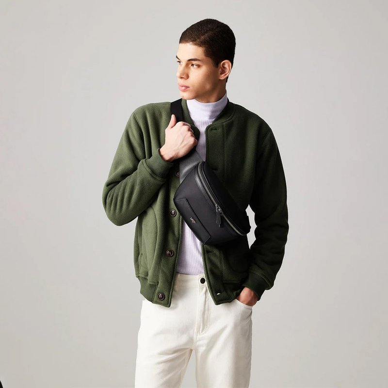 【免费升级送礼包装】汤姆 腰胸包-黑色/BF542-07-BK - 侧背包/斜挎包 - 真皮 黑色