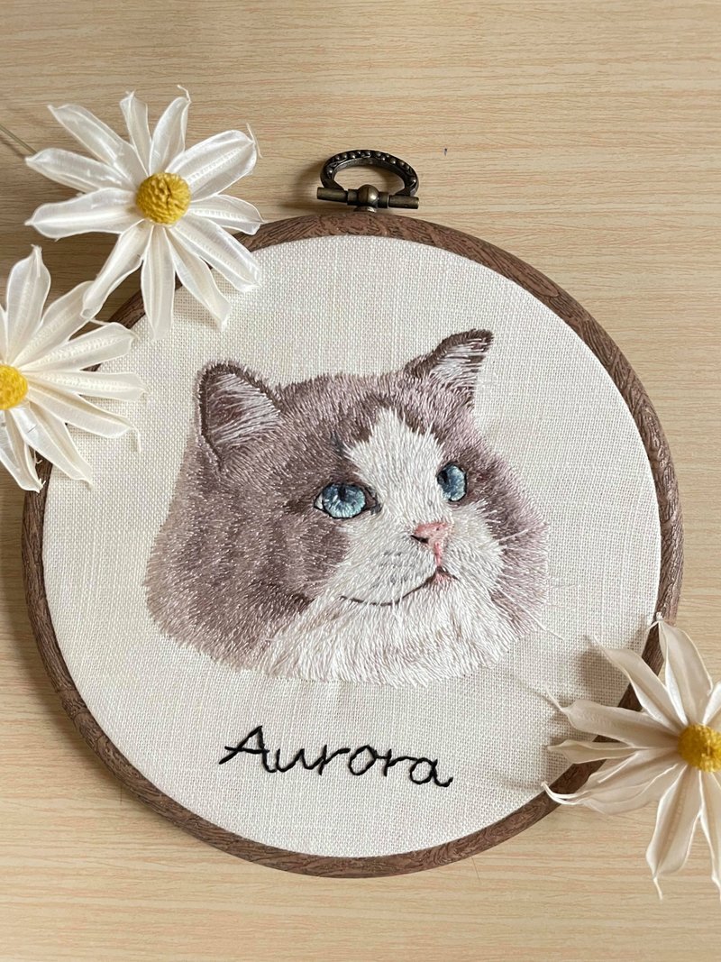 定制化宠物刺绣肖像(预购) - 订制画像 - 绣线 白色