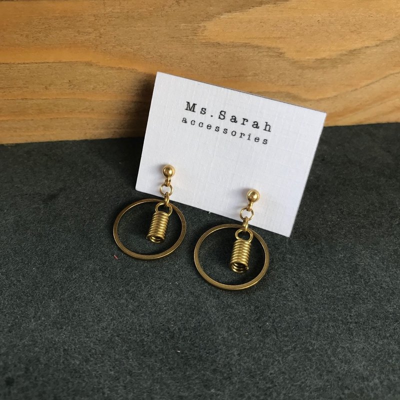 黄铜耳环_圆形灯泡(可改夹) - 耳环/耳夹 - 铜/黄铜 金色